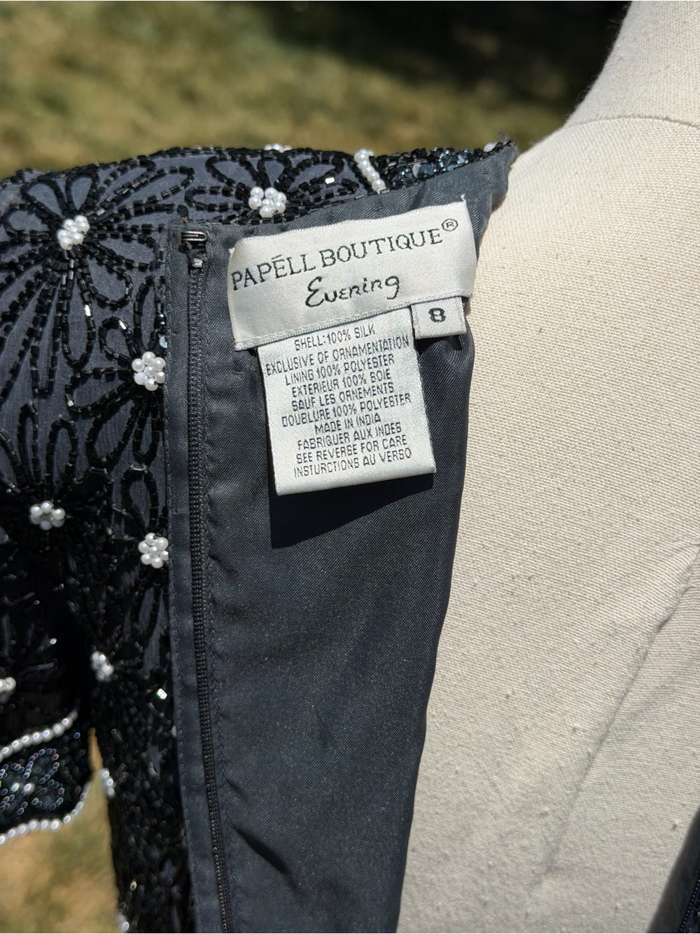 Vintage Adrianna Papell Evening Silk Beaded Pearl Sequin Art Deco Gatsby Top - Picture 13 of 15